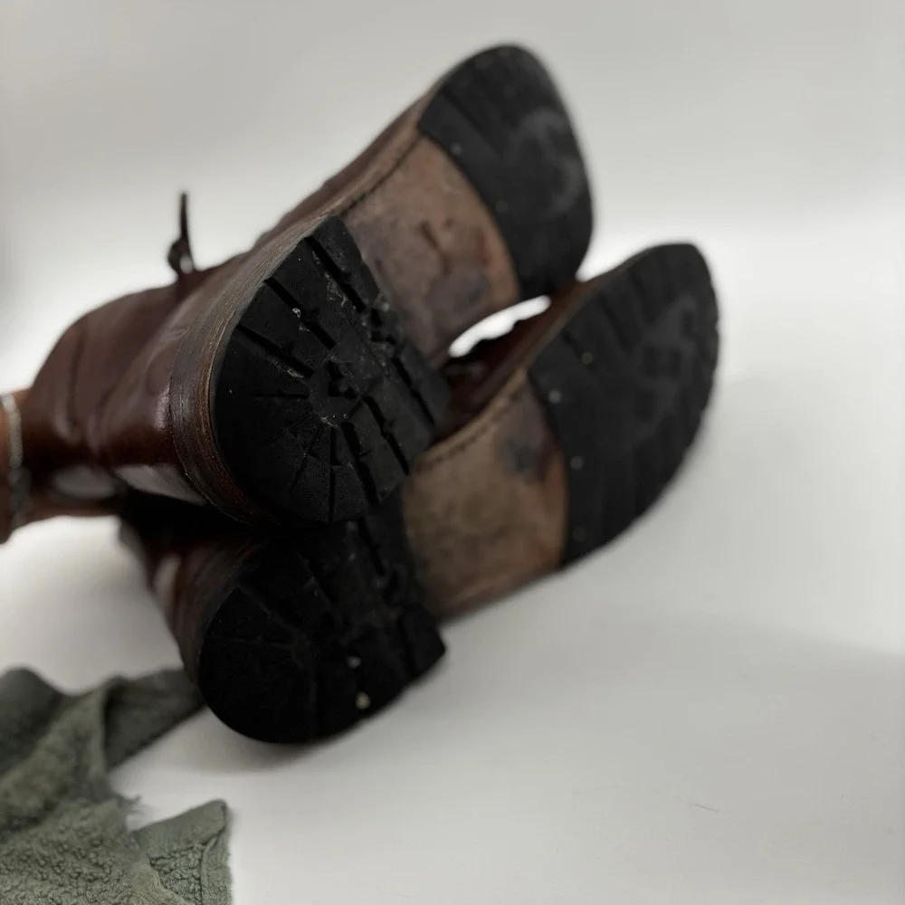 Vintage Frye Men's Brown Cognac Leather Lace-Up Boots 9.5D HikeWork Gorpcore